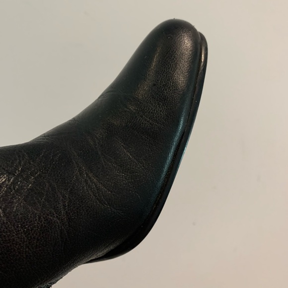 Y2K Leather Heeled Mid Calf Two colour Tone Boots, rounded toe - Picture 5 of 16